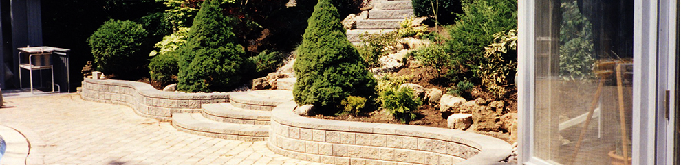 stone retaining wall and steps