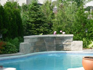 pool coping landscaping water falls
