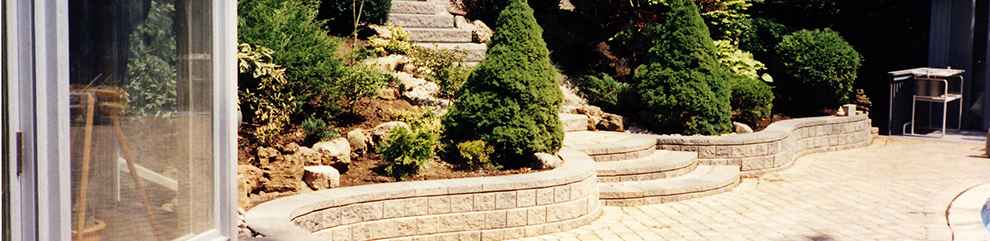 stone retaining wall and steps